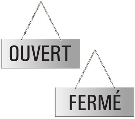 Panneau recto-verso Ouvert-Fermé en Aluminium anodisé 175x65 mm No.31207-E