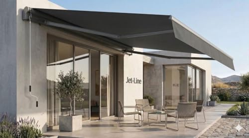 Jet-Line Markise Balkonmarkise Suncare Anthrazit Gelenkarmmarkise 3,5 x 2,5 m UV Sonnenschutz Polyester Wasserabweisend Beschattung Terrasse Balkon