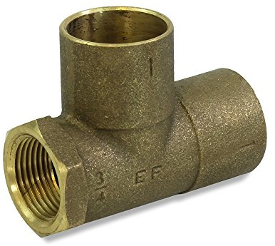 Everflow Supplies CFCT1341-NL Cast Brass Tee Fitting with Solder Cup to Female Thread Connection and Solder Cup Branch, 1 x 3/4 x 1