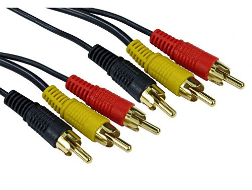 Alida Systems ® Câble Triple Phono RCA de 5 m - Qualité supérieure - Or 24 carats - Mâle à mâle - Audio Gauche et Droit - Stéréo - 2RCA - 2xRCA