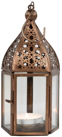 Windlicht Laterne Meena Klar Metall Kupfer 16 cm marokkanische Deko