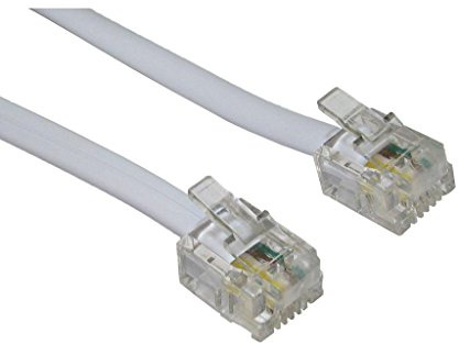World of Data 10m RJ11 Male BT Broadband Cable ADSL Modem Router Lead - Gold Plated Contact Pins - High Speed Internet Broadband - Router or Modem to RJ11 Phone Socket or Microfilter - White