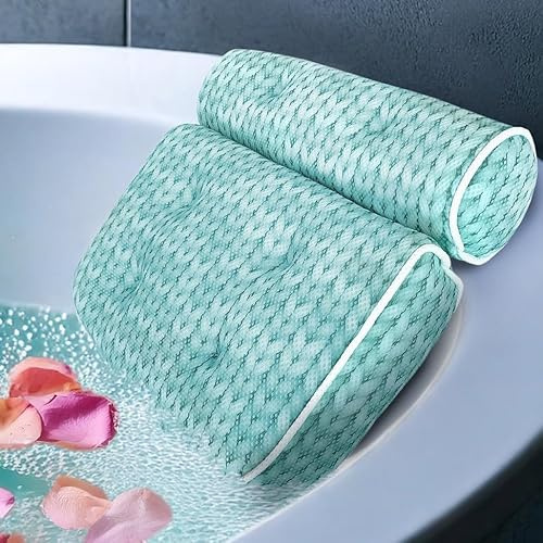 Lady McBath Badewannenkissen – Luxus Badewannenkissen für Wanne, Nacken- und Rückenstütze, leistungsstarke Saugnäpfe, maschinenwaschbar, Badewannenzubehör für Entspannung (türkis)