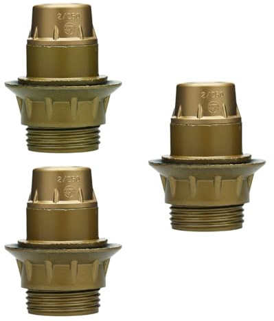 Fineled, kleine Edison-Schraube, E14-Lampenfassung, 3 Stück, E14 Anhängerfassung und Lampenschirm-Kragenring (Gold)