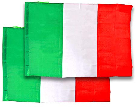 2 Pezzi Bandiera Italia, Bandiera Nazionale Italiana, Misura 145X90cm, Tessuto Poliestere Con Passante Per L'Asta (Italy)