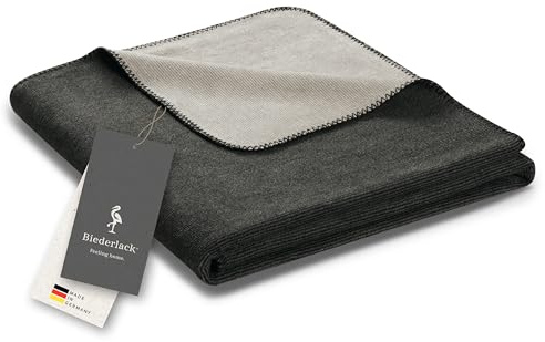 biederlack® Wohndecke Double Optic Anthrazit-Silber, Sofadecke 150x200 cm | Made in Germany, weiche Kuscheldecke aus Baumwolle und Polyacryl, helle Couch-Decke in Melange-Optik, OEKO-TEX Made in Green