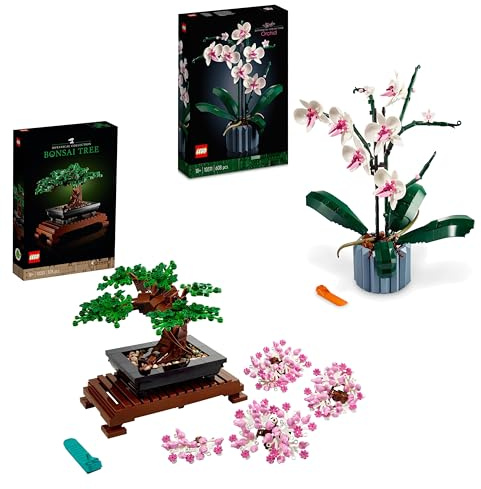 LEGO Pack Jardin botanique- Sets de Construction pour Adultes L'orchidée(10311) & Le Bonsaï(10281) - Cadeau créatif de St Valentin pour Femme ou Homme - Décoration intérieure de Plantes artificielles