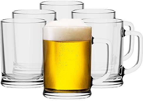 TREND FOR HOME Jarra Cerveza con Asa Jarras de Cerveza Vasos de Cerveza Tazas de Cerveza Copas de Cerveza | Apto para Lavavajillas | Colección Ulf | 500 ml | 6 Unidades