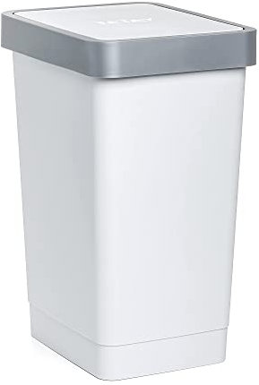 TATAY Pattumiera Cucina con Coperchio Basculante Smart 25L | Design Compatto e Funzionale | Interni ed Esterni | Per Sacchetti da 30L | Plastica Resistente Senza BPA | 26x34x47cm, Bianco