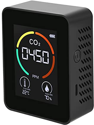Lubrol Air Monitor CO2 Carbon Dioxide Detector Air Quality Temperature Humidity Monitor Quick Measuring Meter for CO2, Black