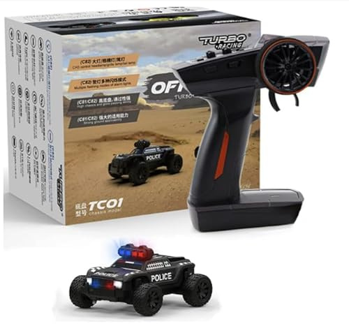 Generic Turbo Racing C82 RTR 1/76 2.4G Mini RC Police Off-Road Truck Full Proportional Vehicle with Remote Controller