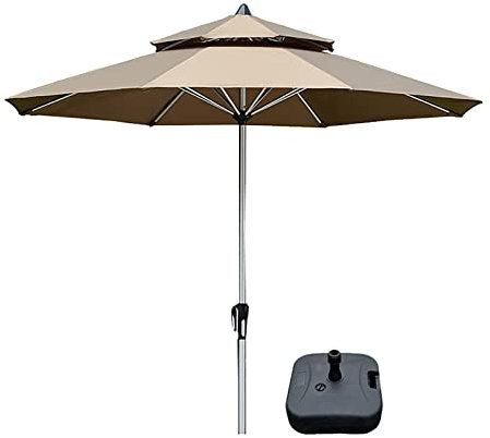 Parasol de Table de Marché Extérieur à Double Dessus de 8,8 Pieds, Parasol de Table Portable avec Manivelle, 8 Baleines en Acier Robustes, Résistant aux UV et à L'eau, pour Jardin, Pelouse, Terrasse (