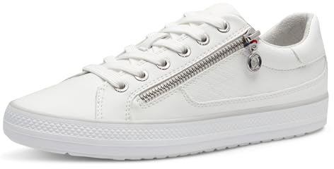 s.Oliver Damen Sneaker flach zum Schnüren mit Reißverschluss, Weiß (White), 39 EU