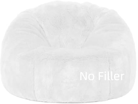 SXBCyan Poltrona Sacco Adulti Bambini (Senza Imbottitura), Fodera per Pouf da 2,3-5 Piedi Sedie a Sacco in Pelliccia Soffice Pouf Poltrona Relax Lounge Futon Puff(White,4ft-D120cm-cover)