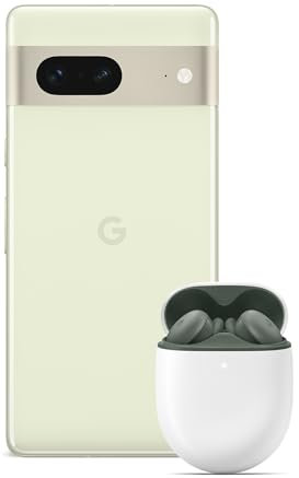 Google Pixel 7 – Unlocked Android 5G Smartphone with wide-angle lens and 24-hour battery – 256GB – Lemongrass + Pixel Buds A-Series – Wireless Earbuds, Dark Olive