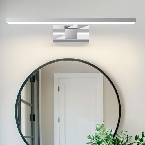 Homefire Luz de pared para espejo de baño LED 40cm Cromo impermeable IP44 | 8W 4000K moderna aplique espejo baño para sótano, cocina, armario de cromado