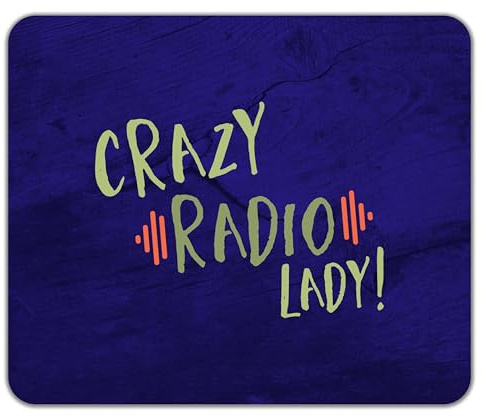 Shopagift Crazy Radio Lady Mouse Mat Pad Broadcast Station Broadcasting 24cm x 19cm