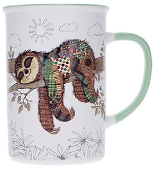 Kiub Grand mug avec des animaux - motif paresseux allongé sur sa branche - matière porcelaine fine - contenance 360ML