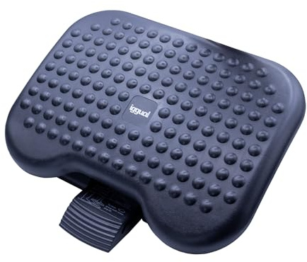iggual – Reposapiés de Oficina Ergonómico, Ajustable en Altura e Inclinación, Apoya Pies para Escritorio, Área de Apoyo Grande 46x34 cm, Negro
