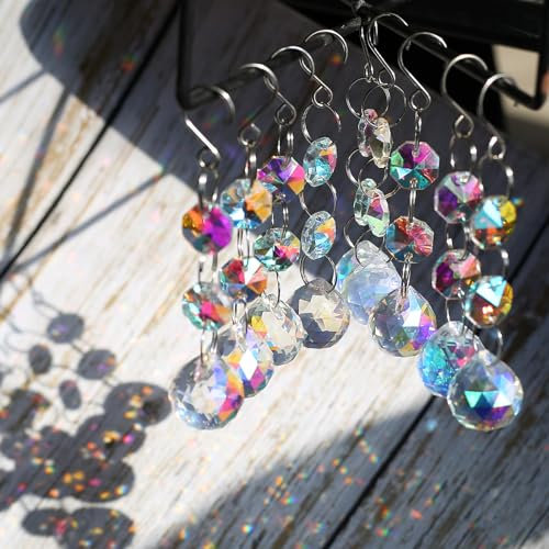 HERZWILD 9pcs Sonnenfänger Kristall selber basteln Fenster hängender Kristall Suncatcher Fensterdekorationen, Kristalle Dekoration für den Garten (C-Kugeln)