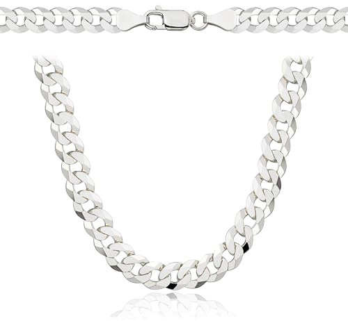 AMAR Chaînes pour homme en argent 925 - Collier pour homme - Chaîne gourmette en argent - Bijoux royaux - Qualité italienne - Massif - Largeur 6,5 mm