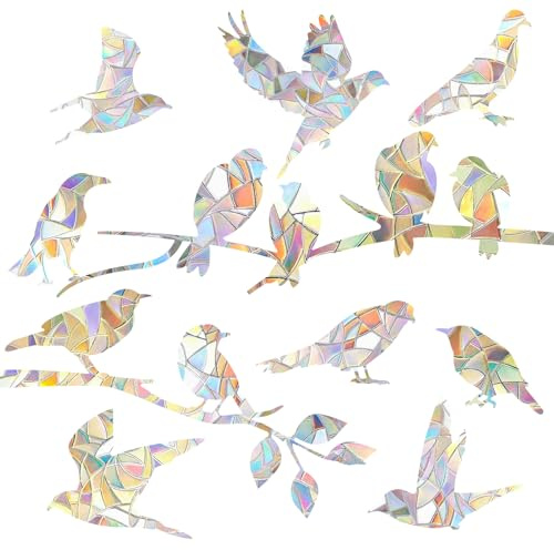Non Adhesive Rainbow Window Clings for Glass Window Decals to Prevent Bird Strikes Anti Collision Window Bird Stickers 2 Sheets Hummingbird Style