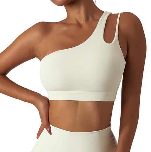 Happy Cherry Dam en axel sport-bh skönhet rygg yoga bh medium stöd bandeau magtröjor, Vitt, S
