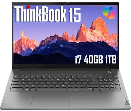 Lenovo ThinkBook 15 Gen 4 Business Laptop (15,6 FHD antiriflesso, Intel 10-Core i7-1255U, 40GB RAM, SSD 1TB), Thunderbolt 4, impronte digitali, webcam 1080p, Ethernet, Wi-Fi 6, Win 11 Pro w/Copilot