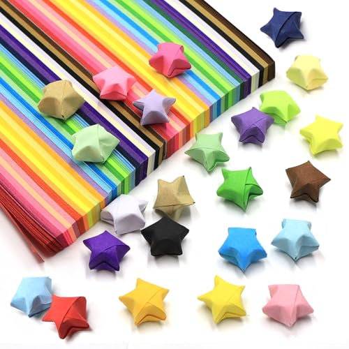 lyualma 720 Strisce di Carta per Glitterate Strisce di Carta a Forma di Stella per Origami Fatti a Mano Strisce per Origami per Feste, Decorazioni Artigianali, 18 Colori