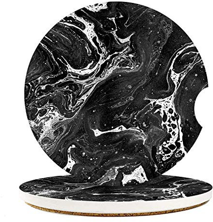 Posavasos absorbentes para automóvil, 2 unidades, para portavasos, piedra de cerámica de 2.56 pulgadas y base de corcho antiarañazos para bebidas, mármol morado