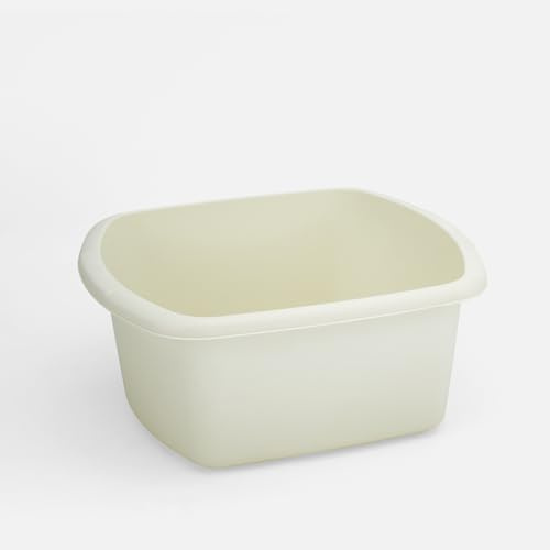 Washing Up Bowl for Sink | Cream Small Rectangular Plastic Sink Bowls (7 Liter Capacity) | Wash Up Basin Bowl for Kitchen Sinks