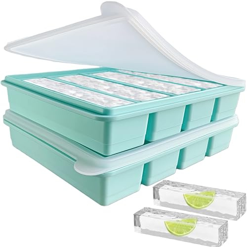 Silicone Ice Cube Trays Large for Whisky, Collins Ice Cube Mold Tray with Lid Also Used for Butter Mold, Easy Release Reusable, 2 Count