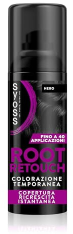 Syoss Root Retouch Tillfällig färgspray svart 120 ml, retuschering av vitt hår och återväxt av hår resistent mot regn och svett, upp till 40 applikationer