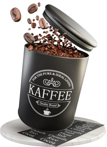 IDEALTASTIC® Premium Kaffeedose luftdicht [500g] für anhaltendes Kaffeearoma I Robuste Vorratsdose für gemahlenen Kaffee & Bohnen mit flexiblen Inhaltstickern I Zucker, Müsli Aufbewahrung & mehr