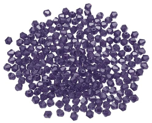 PATIKIL 100pcs 8mm Bicone Glass Crystal Beads, Faceted Glass Spacer Beads for Jewelry Making Bracelet Necklace Earrings DIY Suncatcher Craft, Violet