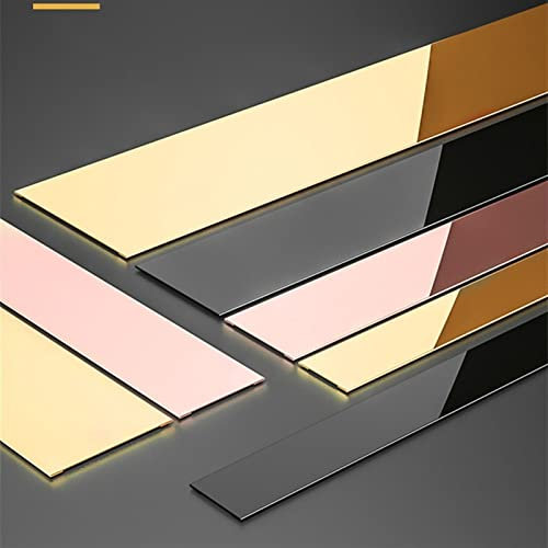 Garniture métallique autocollante, bande de bordure, bordure murale, moulure de 5 m, bande de calfeutrage métallisée autocollante, finition miroir for armoire/cadre photo(Rosegold,5m(L)x1cm(W))