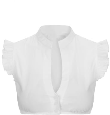 Bcenoilua Women's Dirndl Blouse Sexy Oktoberfest Dirndl Blouses White Short Sleeve Costume Blouse Elegant Traditional Blouses for Rave Party, Oktoberfest Costume(L)
