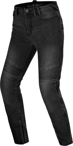 SHIMA Zenith Motorrad Jeans Herren mit Protektoren GFLEXX Knieprotektoren Motorradhose Kurzgrößen Hosen für Mann Protektorenhose Textilhose Urban Stretch Jeanshose Lang (Männer, Schwarz, 36/34)
