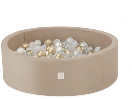 MISIOO Bällebad für Kinder 90x30 cm – inkl. 200 Bällen – Outdoor & Indoor – wasserdicht, stabil & sicher – Spielspaß für Kleinkinder & Babys – Beige