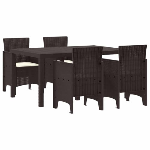 vidaXL Conjunto de Comedor de Jardín 5 uds. Marrón Ratan Polt