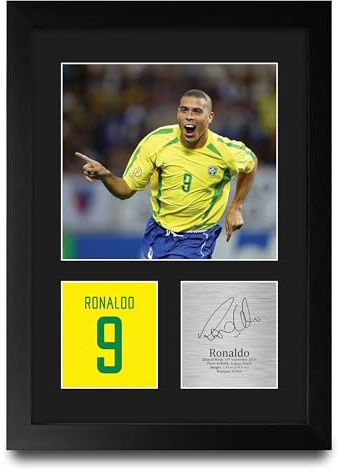 HWC Trading Ronaldo Brazil Geschenke Gedrucktes Signiertes Autogramm Foto für Fußball Anhänger and Fans - A4 Porträt Gerahmt