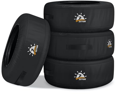 Zettum Set med 4 däckskydd diameter 22-31 tum 600D PU Oxford däckförvaring med bärhandtag vattentät och dammtät perfekt för transport och förvaring däckskyddsöverdrag svart diameter 55-78 cm