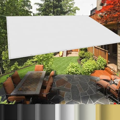 Toldo rectangular para jardín, 2,5 x 9 m, impermeable, protección solar para balcón, terraza y patio, incluye cuerdas de sujeción, toldo blanco para exteriores