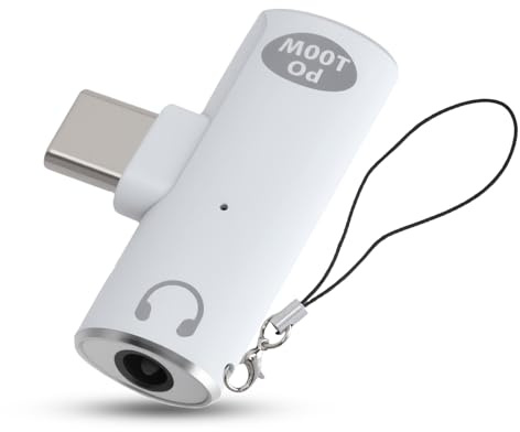 TNSLAND Adattatore audio e cavo di ricarica USB-C 2 in 1, con funzione di ricarica rapida da 100 W e connettore audio da 3,5 mm per dispositivi di tipo C