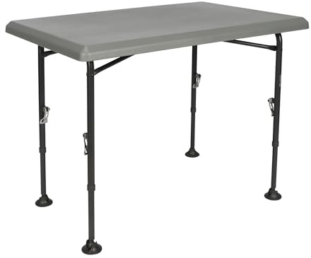 Westfield Campingtisch Resino, Aluminium/Kunststoff, 100 x 68 x 63/74 cm, Anthrazit, 6,5 kg, Belastbarkeit 30 kg, Höhenverstellbar, für Camping und Garten