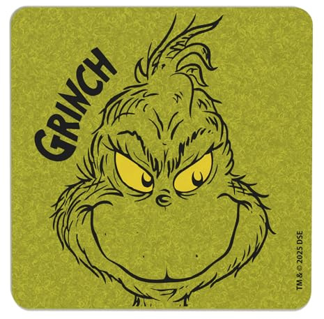 The Grinch – Untersetzer für Gläser 4er-Set 10cm Grün aus Filz Tischdeko Weihnachtsdeko – Weihnachts Tischset mit Grinchmotiven – Filzuntersetzer als weihnachtliche Deko für Esstisch & Adventszeit