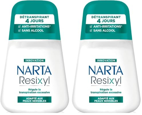 NARTA - Resixyl - Déodorant Bille Femme - Détranspirant 4 Jours - Régule La Transpiration Excessive - Anti-Irritations* - Complexe Minéral [Resyx]TM - 0% Alcool** - Adapté Aux Peaux Sensibles - 50 ml