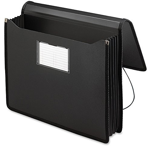 Smead Poly Wallet, Accordion File Organizer for File Folders, Letter Size, Black, 5-1/4 inch Expansion, Office Supplies, Document Organizer (71500)