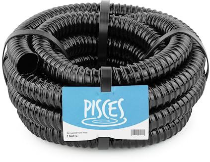 Pisces 20mm (0.75 inch) Black Pond Corrugated Flexible Hose Pipe - by the metre