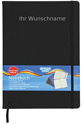 Notizbuch 192 Seiten kariert 210x2Notizbuch mit Gravur / Kladde / 192 Seiten / kariert / DIN A4 / Farbe: schwarz